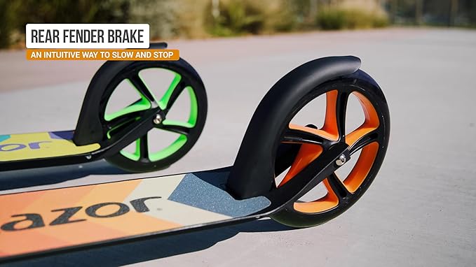 Razor A5 Lux Kick Scooter for Kids Ages 8+ - 8" Urethane Wheels, Aluminum Frame, Anodized Finish Featuring Bold Colors and Graphics, for Riders up to 220 lbs