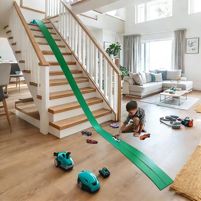 Flex Track 15 Ft Starter Set – Flexible Race Car Ramp Track for Kids, Double-Sided Racetrack for 1:64 Diecast Cars and Similar Toy Cars, Ages 3 & Up with Suction Cups (Green)