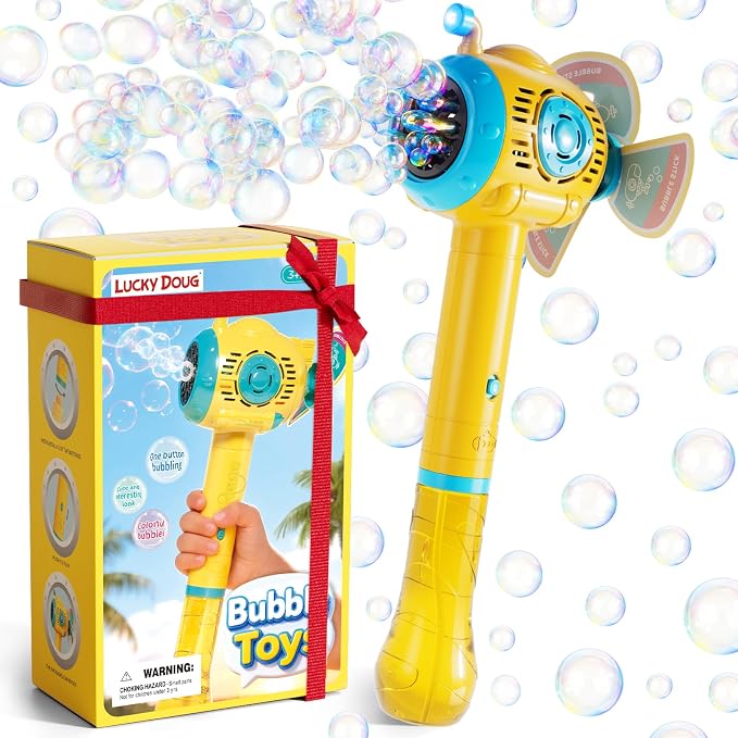 Lucky Doug Bubble Gun, Bubble Machine Gun for Kids Toddlers with Rich Bubbles, Bubble Guns for Kids with 360° Leak-Proof Design, Auto Bubble Gun for Toddlers Children Backyard Outdoor Camping