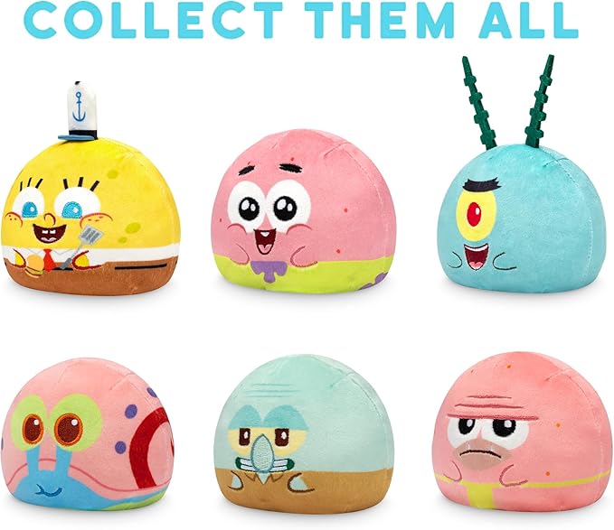 TeeTurtle Spongebob Squarepants Series Reversible Plushie Mystery Box - 3-Inch Mini Two-Sided Blind Box Plush with Embroidered Details - Cute Collectible Surprise Toy for Kids, Teens, and Adults