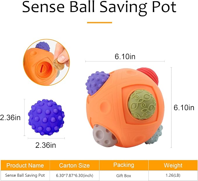 Balls for Toddlers 1-3 Baby Sensory Toys, Montessori Toys for Babies 6-12 Months Baby Toys, Sensory Ball BPA Free Teething Gift Toddler Balls Bath Toys with Bright Color Multi Textured