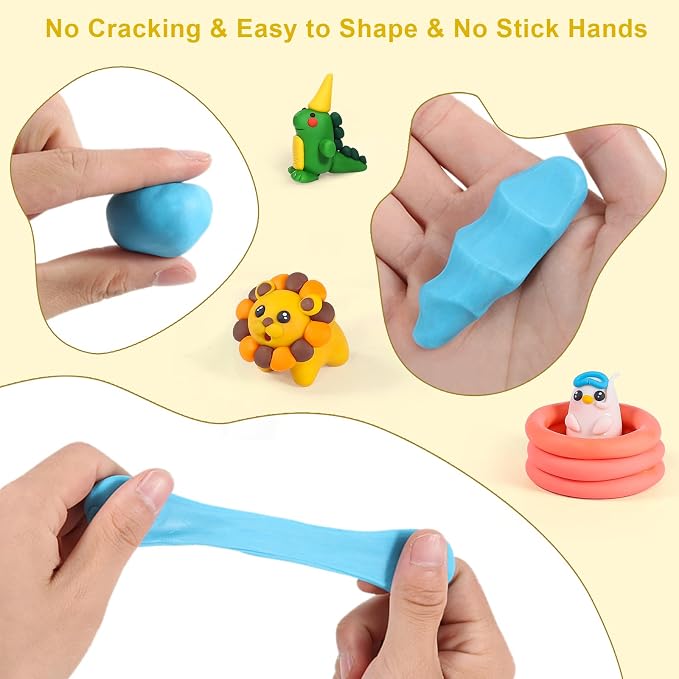 CiaraQ 60-Color Polymer Clay Oven Bake Modeling Kit for Kids & Artists | Non-sticky & non-toxic. 3.24 lb. With sculpting tools. Classroom & Home Use. Fun gift for Kids & artists. Ages 4+.