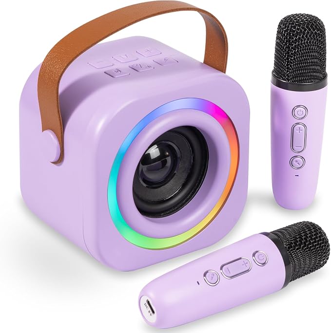 Mini Karaoke Machine for Kids with 2 Wireless Mics,TOP Singing Toys Birthday Gifts Ideas for Girls Ages 3,4,5,6,7,8,9,10,11,12+ Years Old,Great Gift Ages Girls,Boys Trend Party