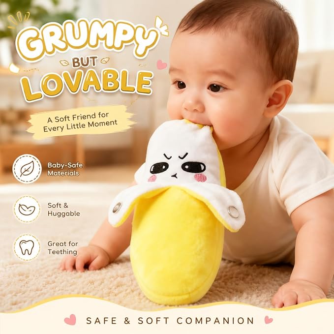 Interactive Music Plush Toy Set for Kids Adults, 8" Banana Fruit Sensing Metronome with Sounds for Multiplayer Interaction Game, Fun Musical Sensory Toy for Christmas Birthday Gifts