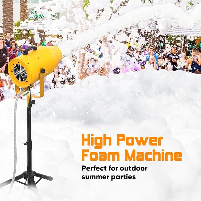 UPGREY Foam Machine for Party, 3–5 m Spray Foam Cannon, AC110V 60Hz Waterproof Foam Party Machine with Adjustable Tripod Stand, Control Box and Pump for Backyard, Pool, Birthday Events