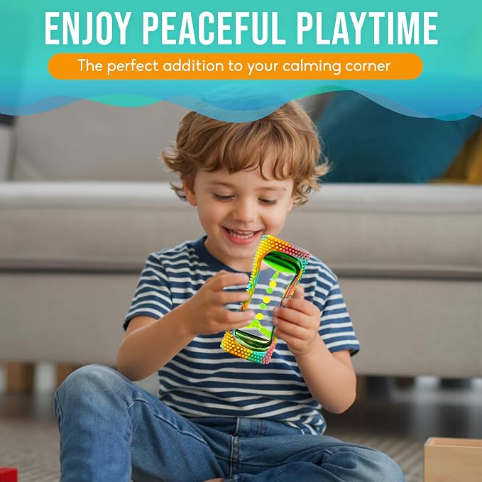 BUNMO Liquid Motion Bubbler Sensory Toy for Kids & Adults – Gentle Fidget Toy for Mindfulness – Stimulating Visual Sensory Experience – Colorful Bubble Fidget Timer for Desk & Travel - Rainbow