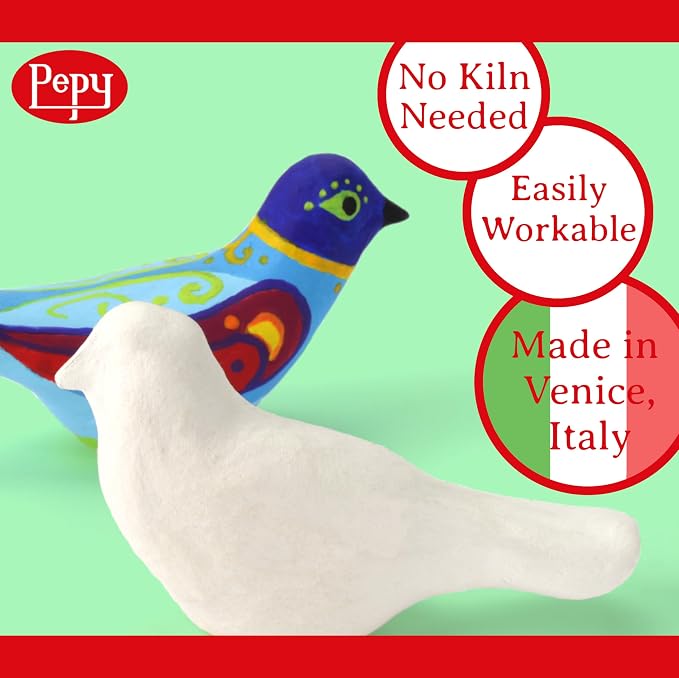 Pepy Premium European Air Dry Modeling Clay White 1.1 lb Bar, Easy to Use Air-Hardening Clay for Classroom and Montessori Sculpting and Crafts Projects