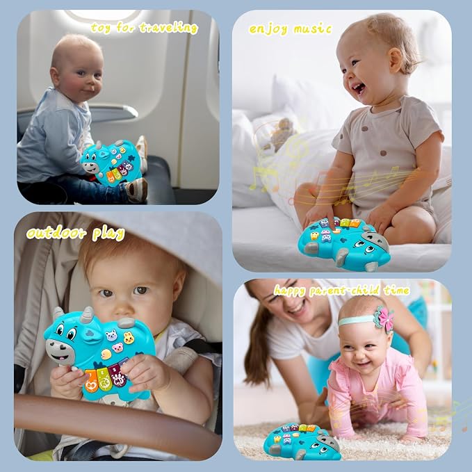 Baby Musical Toys Piano for 2 Year Old Girls Boys Toys Age 2 Light Up Music Learning Toys for Toddlers 3 Easter Gifts Infant Baby Toys 18 Month (Cow)