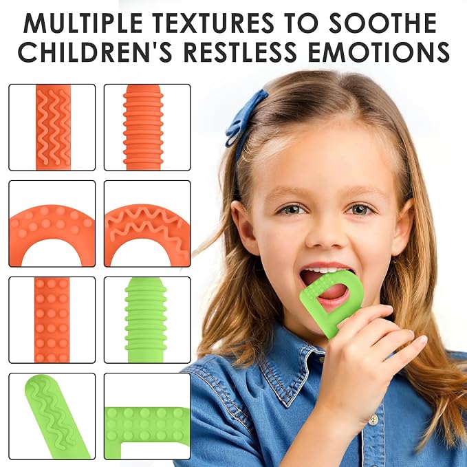 ERKOON Sensory Chew Toys for Autistic Children, 2 Pack Silicone Chewy Tube Oral Motor Tools for Sensory Kids with Autism, Biting, ADHD, SPD, Chewies with Special Needs, Teething Sticks Toys