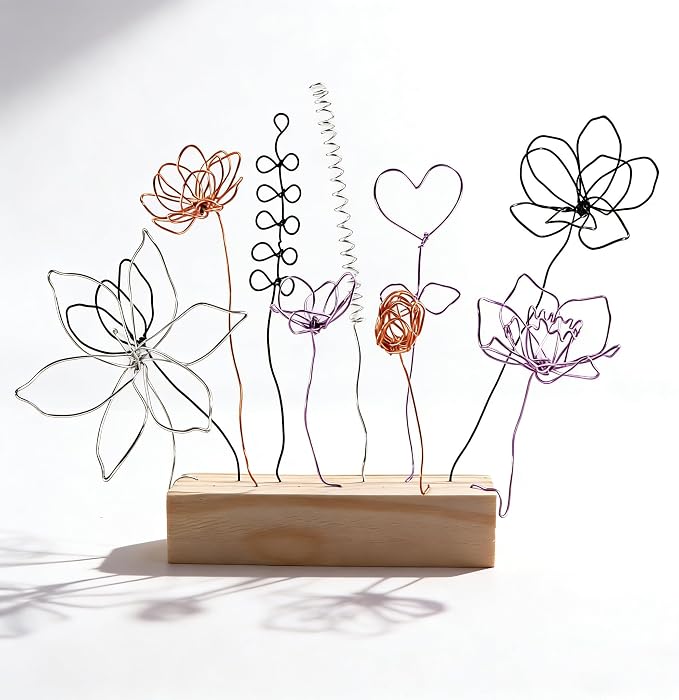 BoFUN Easy Wire Flower Crafts Kit for Teens& Adults, DIY Art Hobbies Metal Flower Making Set for Women, Creative Handmade Craft Supplies for Home Decor, Party, Mom Birthday Gift (Antique)