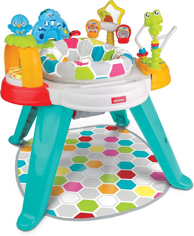winfun Baby Move 3-in-1 Activity Center with Adjustable Height Includes Ball Popper, Spinning Ferris Wheel & More Converts from Sitting to Spinning to Toddler Play Table, Ages 6 to 36 Months