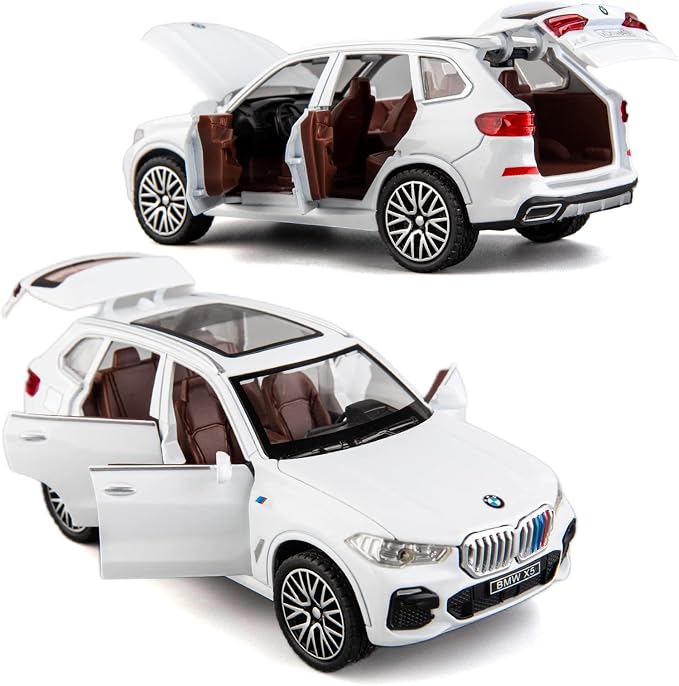 BDTCTK 1:32 Comapatible for X5 SUV Model Car Toy, Zinc Alloy Pull Back Toy car with Sound and Light for Kids Boy Girl Gift(White)