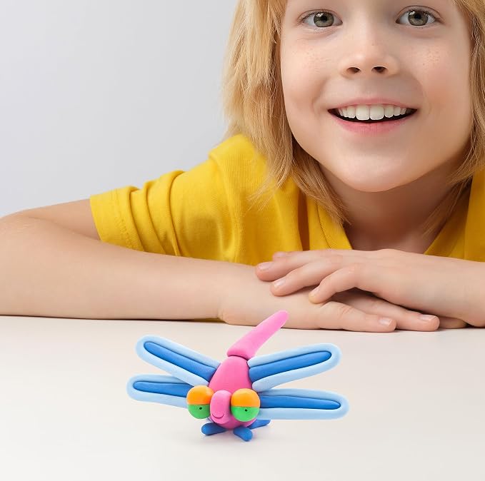 HEY CLAY Set - Colourful Modeling Air Dry Clay Kit for Kids 15 cans and Sculpting Tools with Fun Interactive Instructions App - Children 3+ (Bugs)