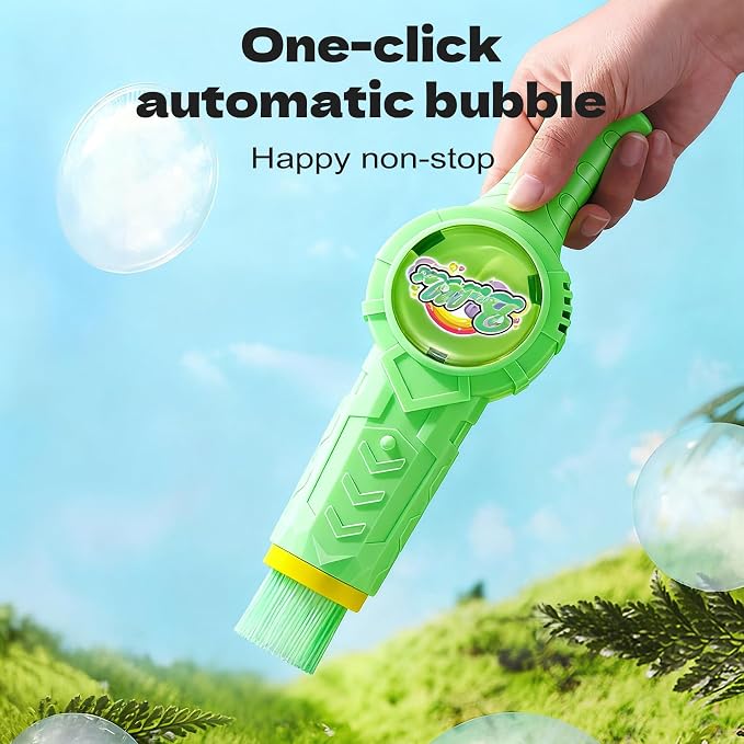 Fog Bubble Machine, Rechargeable Automatic Electric Smoke Bubble Machine, Magic Interactive Fog Bubble Maker with Smoke, Colorful Lights & Music, Bubble Fog Game for Parties Gift (Green)