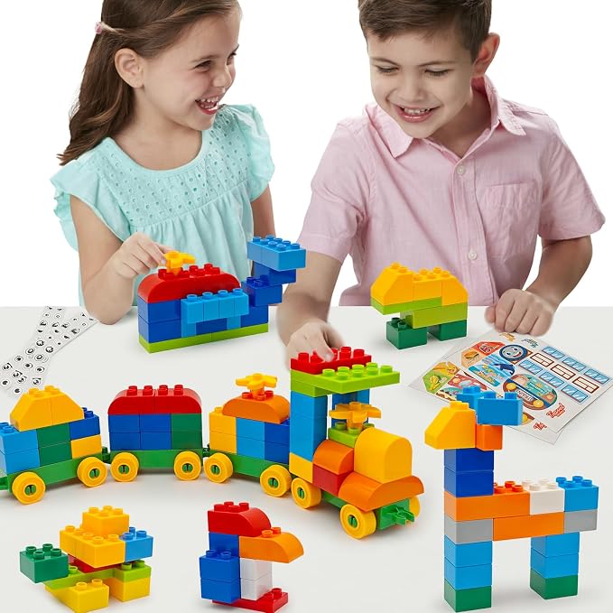 ZHX 93 PCS Classic Creative Building Blocks for Toddlers 3-5, Large Bricks with Train and Stickers, STEM Educational Preschool Toys Compatible with Major Brands with Gift Box