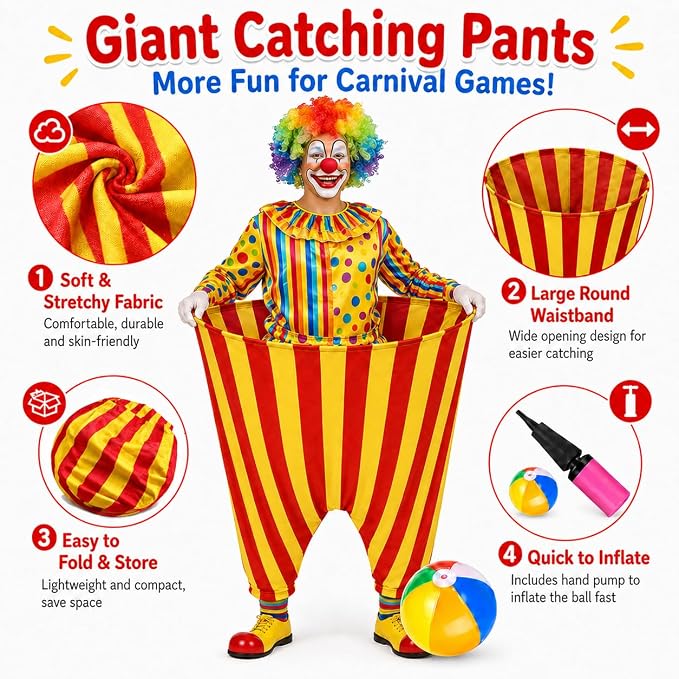 Granny Pants Yard Game,Giant Pants Outdoor Game,Oversized Pants Tossing Game with 24 Bouncy Balls and 4 Pumps Backyard & Outdoor Group Games for Family & Friends Gatherings