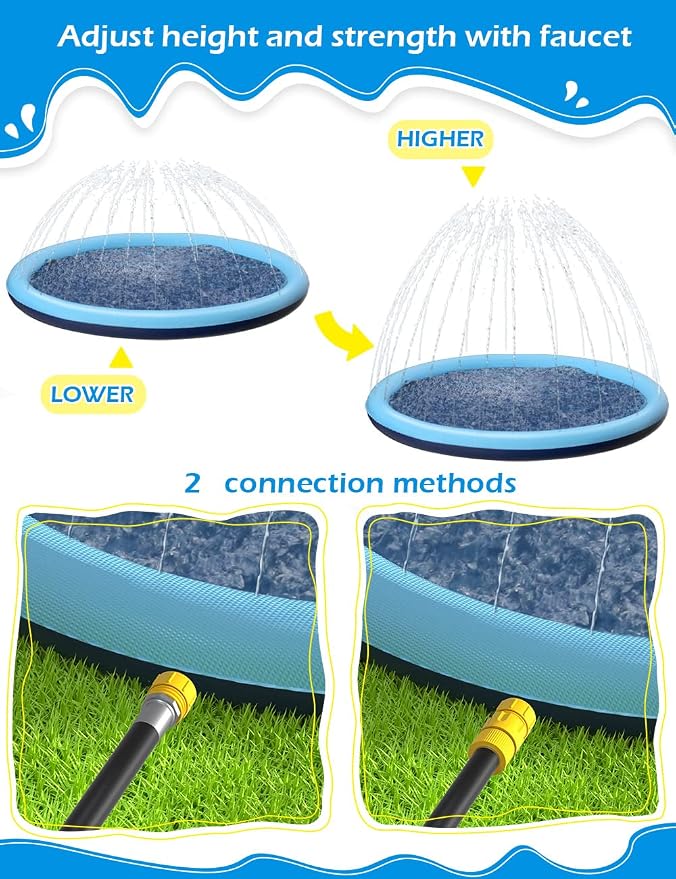 Kids Dog Splash Pad Sprinkler - Jasonwell Non Slip Dog Sprinkler Pad Splash Pool Puppy Dogs Pool Summer Outdoor Water Toys Backyard Durable Splash Pad for Toddlers Kids Small Medium Large Dogs Pet