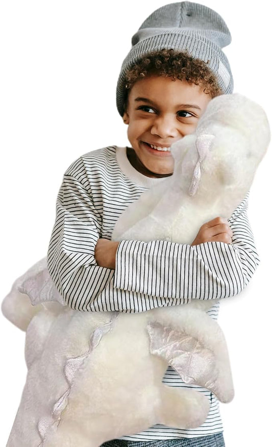 Pterosaur Stuffed Animal with Wings - Cute Soft Dinosaurs Plush Toys Little Flying Dragon Plushies Pillow Doll Christmas Birthday Gifts for Kids Boys Girls (White,27.55inch/70cm)