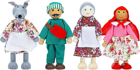 ONEST 4 Pieces Wooden Dollhouse Family Set Mini People Figures Sets Dollhouse Dolls Wooden Doll Family Pretend Play Figures Accessories for Pretend Doll House