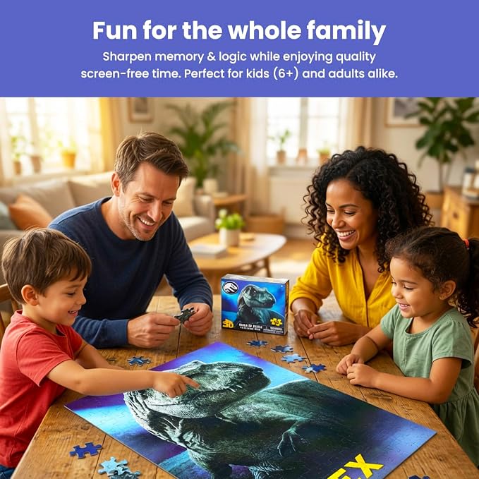Jurassic World 3D Puzzle Set - Bundle with 48 Pc Dinosaur Jigsaw for Boys Plus Stickers, More | Jurassic World Jigsaw 9x12 Puzzle Pack for Kids