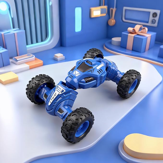 Friction Powered Toy Car for Kids, Press and Go Off-Road Push Car, Durable Shock-Resistant Vehicle, No Batteries Required, Toy Car for Boys & Girls Ages 3 （Blue）