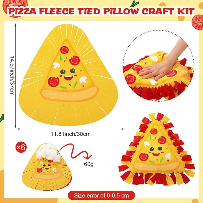 Weysat 6 Sets Pizza Tied Pillow Craft Kit DIY Pizza Shaped Pillow Craft Gifts with PP Cotton for Oktoberfest Day Pizzas Day Sports Theme Party Halloween Decor Classroom Giveaways