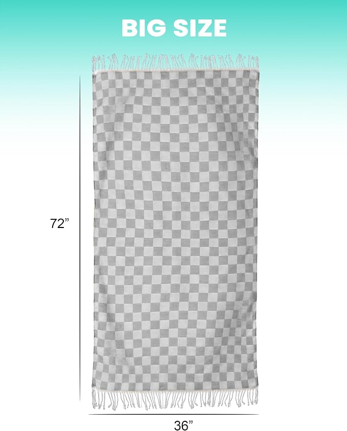2 Packs Checkered Plaid Yoga Blanket Turkish Towel Extra Large Meditation Supplies Mat Cover Beach Blanket Women Birthday Gift for Mom Wife Sister Girlfriend Mother Adult Friend Husband Son Daughter