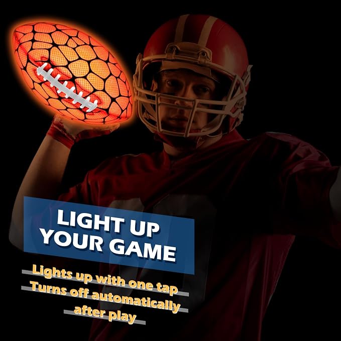 Jasonwell Glow in The Dark Football - Strong Grip Light Up Football Toy Stuff Gift Outdoor Sports Ball for Boys Kids Teen Junior Youth Adult Christmas Birthday Gifts for Ages 6-8 8-12 13+ Year Old