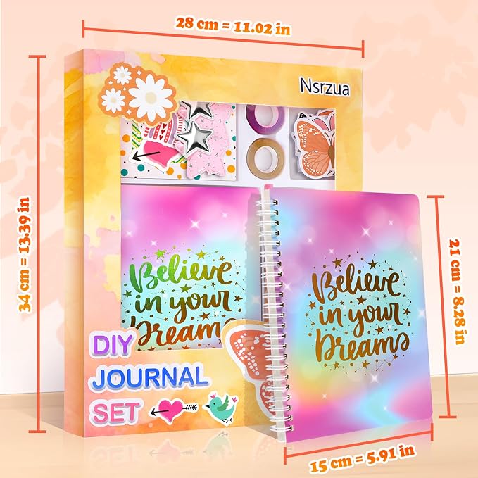 Nsrzua DIY Journal Kit for Girls,Toys for Ages 8-14 and Birthday Gifts for Girls