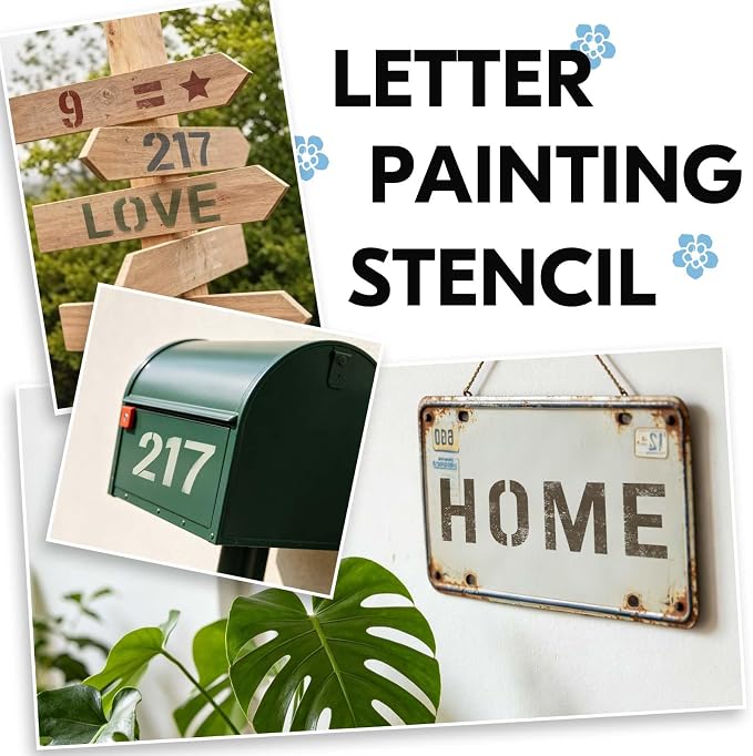 84PCS 2 Inch Letter Number Symbol Stencils, Reusable Alphabet Templates Interlocking Stencil Kit for Painting on Wood, Wall, Fabric, Rock, Sign, DIY Art Projects