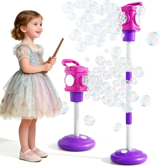 4-in-1 Street Lamp Bubble Machine for Toddlers 1-3 4-8, Bubble Toys Gifts for Kids Boys Girls, Automatic Stand Bubble Maker with R/C Wand, Adjustable Height - Outdoor/Indoor Party Favor