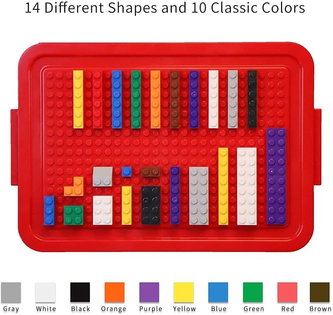 burgkidz Building Blocks Set with Storage Box and Lid Baseplate: 568 Pieces Classic Bricks Compatible with Major Brands, Wheels Doors Windows, STEM Toy for Toddlers Age 3+, Gift for Boys Girls
