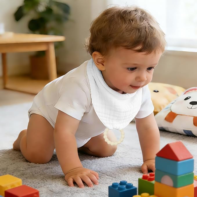 6-Pack Baby Bandana Drool Bibs & Teething Toys for 0-24 Months, Safety for Newborns and Toddlers