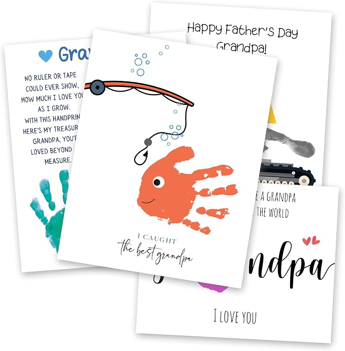 Grandpa Handprint Craft Kit, Pack 4 Personalized Heartfelt Father’s Day Gift for Grandpa from Grandkids, DIY Keepsake Art to Create Meaningful Memories Together, A Little Hand - A Lifetime of Love