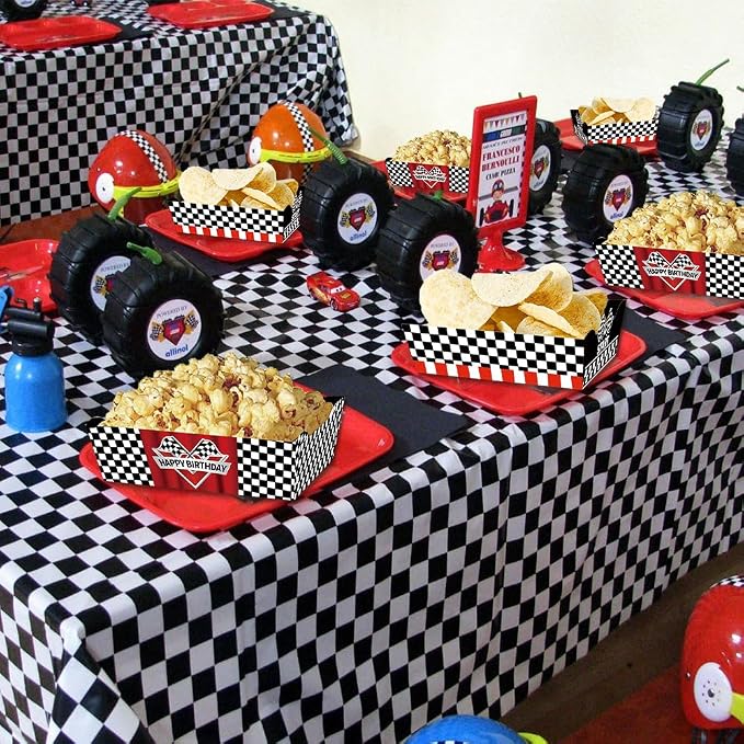 24 Pcs Racing Car Theme Food Trays Race Track Party Supplies Decorations Racing Sports Themed Dinnerware for Kids Boys Birthday Baby Shower Decor