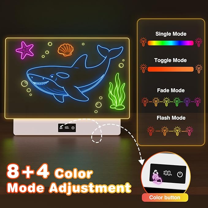 16" LED Drawing Board for Kids, USB-C Rechargeable Neon Glow Pad for Tracing & Creative Play,2000mAh Battery with 72h Runtime, Anti-Scratch 5H Acrylic Surface,7 Markers & A4 Tracing Paper Kit