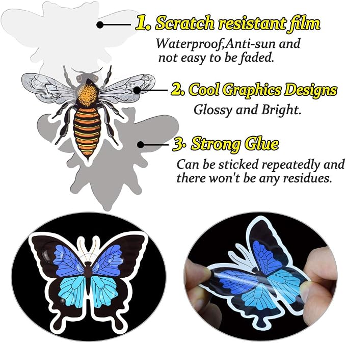 QTL Bug Stickers for Kids, Insect Party Favors, Waterproof Vinyl Stickers for Water Bottle and Laptop, 50PCS