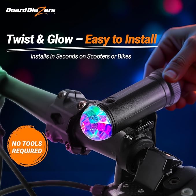 Board Blazers Disco Scooter Lights for Night Riding, Kid Stocking Stuffers, Scooter Accessories for Kids, Kid Bike Light Christmas Gift, 3 AAA Batteries Required