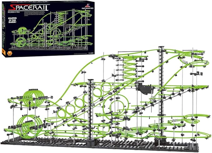 1337pcs Level 3–8 Marble Roller Coaster Kit, 820+ PCS Glow-in-The-Dark Marble Run with Steel Balls – Luminous Rail Maze Building Toys, STEM Construction Set for Ages 14+ & Adults