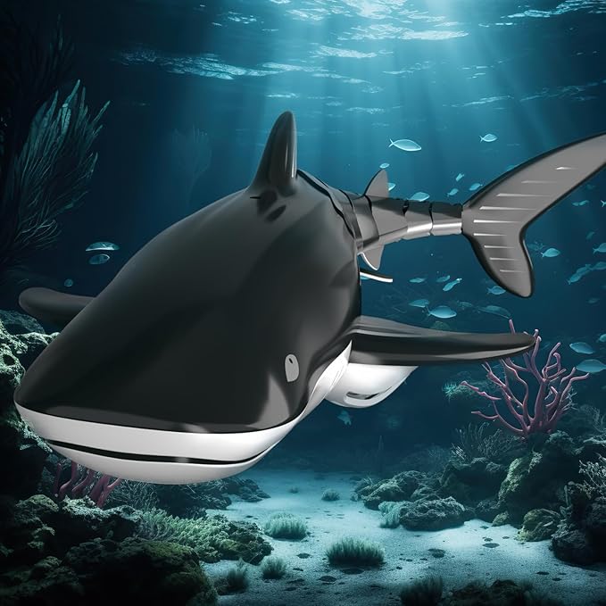 Bennol 2.4Ghz Remote Control Whale Shark Toy for Kids, 1:18 Scale High Simulation Electric RC Fish for Pool, Birthday Christmas Toys for 6 7 8 9 Year Olds Boys and Girls