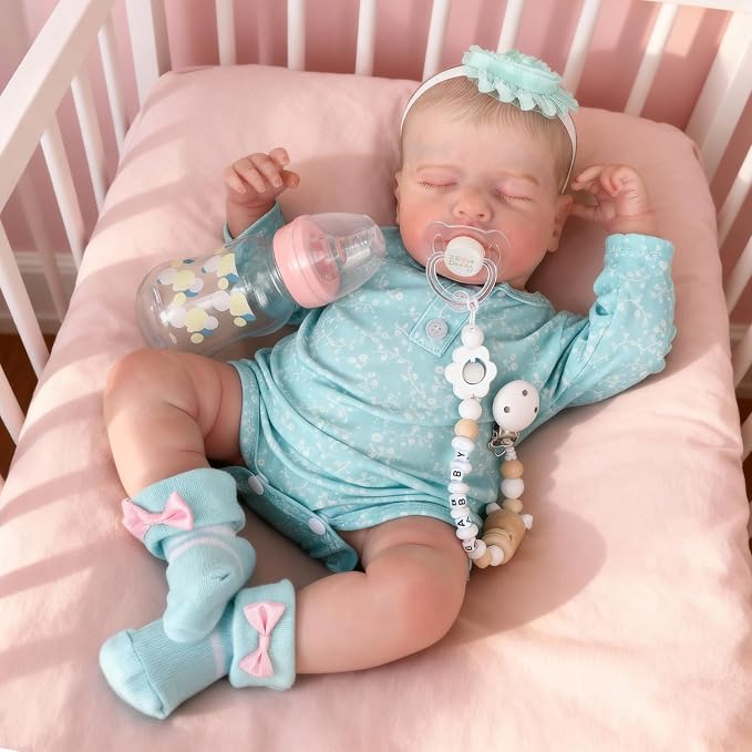WOOROY Realistic Reborn Baby Dolls Girl - 20 Inch Lifelike Newborn Full Body Vinyl Sleeping Real Life Baby Doll, Handmade Poseable Doll with Accessories Gift Companion for Kids Age 3+