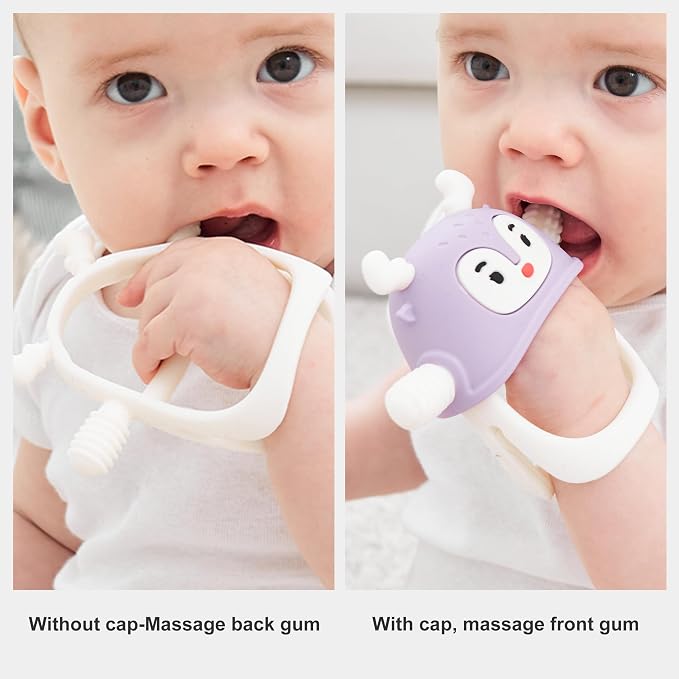Smily Mia Teething Toys for 0-6Months, Silicone Baby Teethers for 3-6Months, Teething Mitten for 6-12M Baby Teething Relief, Hand Teethers for Infants, Ocean Blue