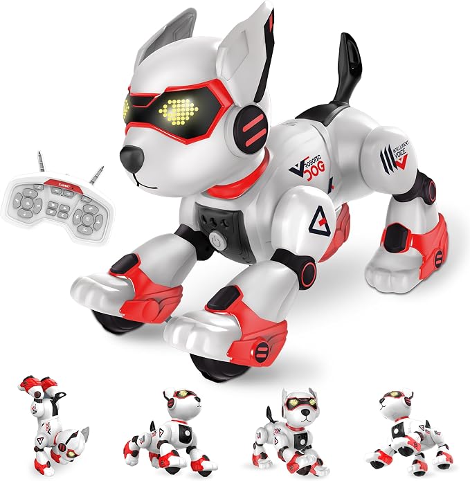 BYTEWAR Realistic Robot Toy Puppy, Intelligent Programming Robot Dog, Remote Control and Interactive Gesture Function, Imitate Animal Music and Dance,Nice Gift for Boy or Girl 3-5 5-8 Ages