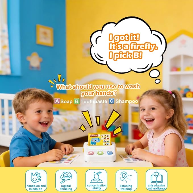 Learning Toys for Kids Ages 3-5, Educational Quiz Game with 800 Q&A Questions, Montessori Brain Training Activity, Autism Sensory Speech Therapy Gift for Preschool Boys Girls