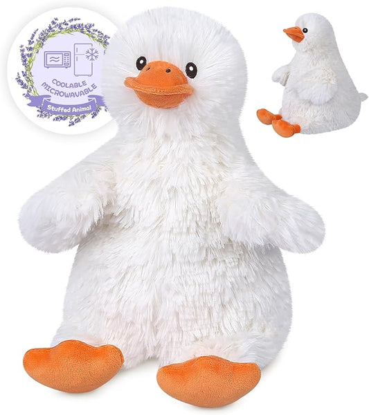 SuzziPals Coolable & Heatable Duck Stuffed Animals, Microwavable Stuffed Animal for Heat Therapy & Stress Relief, Cuddly Warm Duck Plush Toy Heating Pad, Cute Duckling Gifts for Women & Kids
