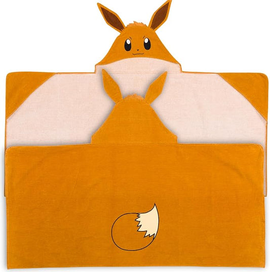 Pokemon Eevee Kids Super Soft Bath/Pool/Beach Soft Cotton Terry Hooded Towel Wrap, 24 in x 50 in, (Officially Licensed Product) By Franco