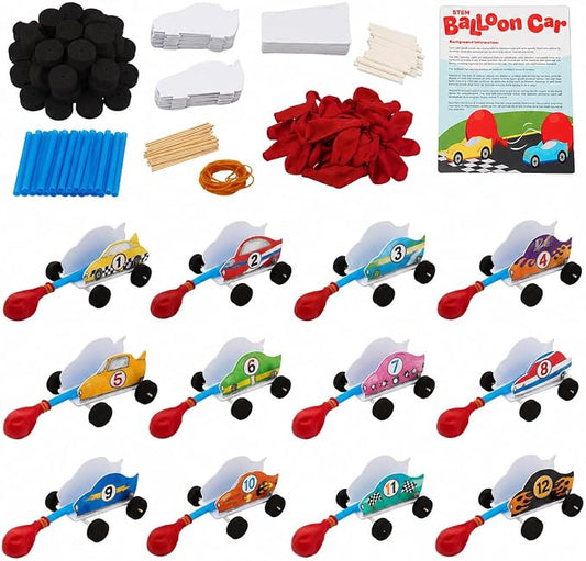Fun Express DIY Steam Car Craft Kits Makes 12 - STEM Toys Science Kits for Kids Age 5-7 8-12 | Educational Engineering Building Kit for Boys | Hands-On Learning & Education Toys for Science Projects
