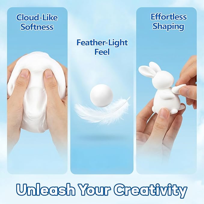 RAINFLOW White Foam Clay - Moldable Cosplay Foam Clay,Soft Squishy Molding,Perfect for Arts and Crafts Projects,Creative Art Supplies with Sculpting Tools