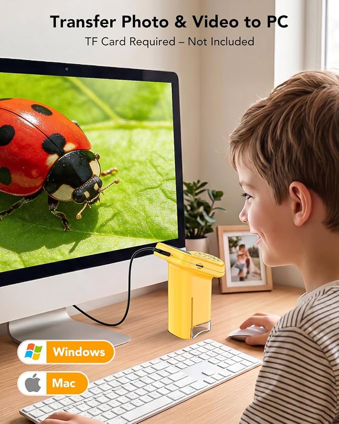 1200X Handheld Microscope for Kids, Portable Kids Microscope HD Screen Video Record, Pocket Digital Microscope STEM Educational Toys, Birthday Gifts for Ages 6-12 Boys Girls