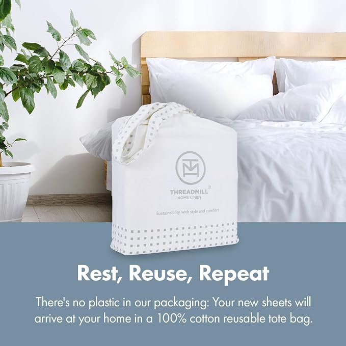 Threadmill 100% Cotton Sheets for Twin Size Bed - 600 Thread Count Twin Bed Sheets Set with 15” Deep Pocket - Damask Stripe Sateen Weave 3-Piece Bedding Set with Cooling Effect, Sage Green